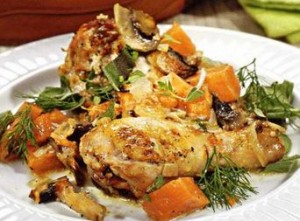 Рецепт приготовления курицы с тыквой и грибами
